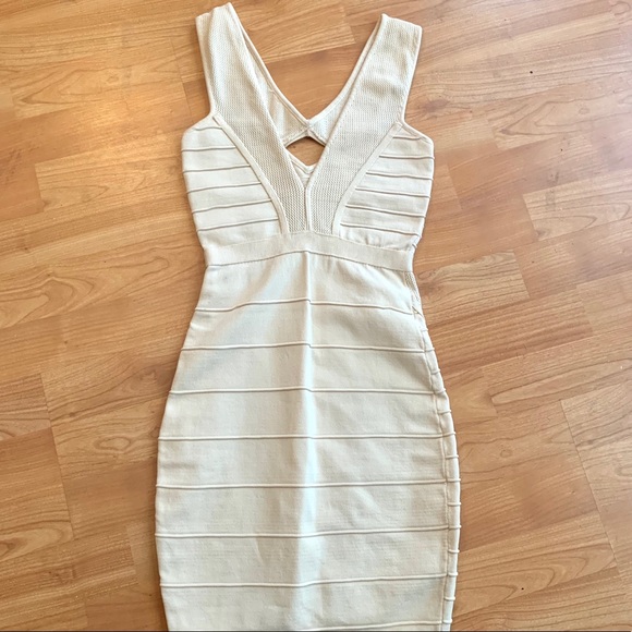 cream bandage dress